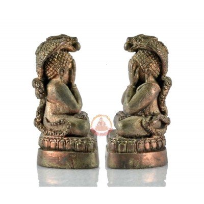 哈努嫚与拉胡，阿赞坤潘LekMueng  (佛历2547) 绿色瓷 4.5cm