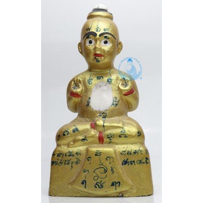 LP Yam 2555 KuManThong 6 Inches Statue Wat Sam Ngam, Handwritten Talisman