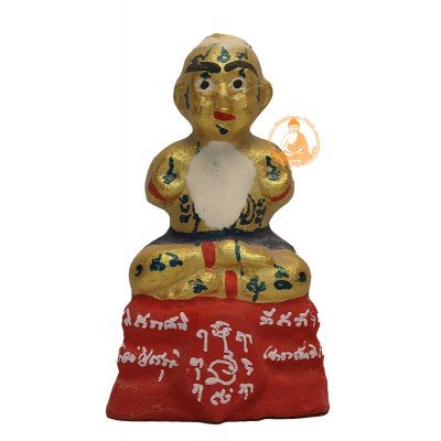 LP Yam 2552 KuManThong 3.5 Inches Statue Wat Sam Ngam, Handwritten Talisman