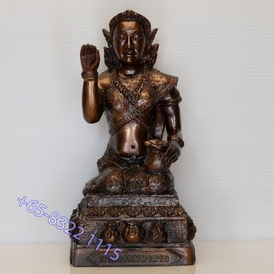 招财女神金身,佛历2559,Wat BangPhra,3英寸腿,高 23cm