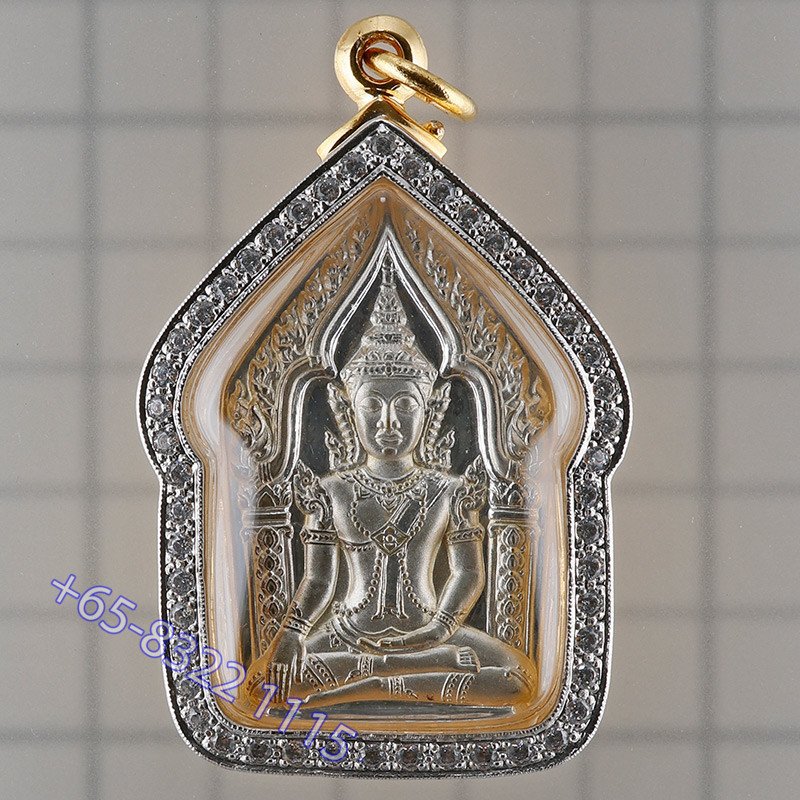 LP Namfon Wat Phailom 2552 Phra KhunPaen Silver 4cm, Italy Gold Casing