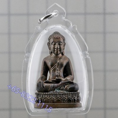 药师佛，Wat Khao Aor LP Glun & 阿赞坤潘，佛历2545加持，九宝铜混合金，银底编号：574