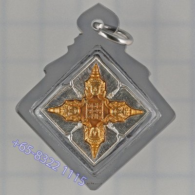 12高僧加持，做359尊，理﻿事版银金面编号:182阿赞刁佛历2556，四面佛