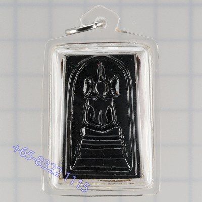 LP Hong 2556 Phra Somdej, Silver Takrut, Hairs, Ruby, Wood 3.8cm