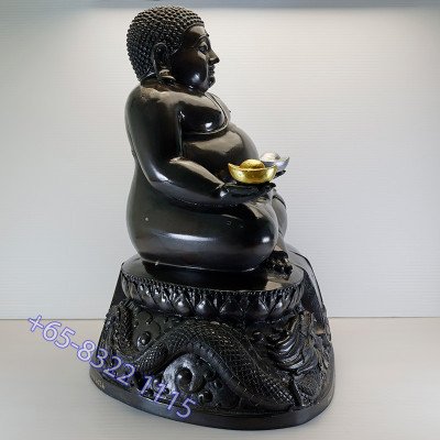 编号：115龙婆同，贴金善咖财9寸腿铜像，佛历2562，高35cm