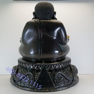 编号：115龙婆同，贴金善咖财9寸腿铜像，佛历2562，高35cm