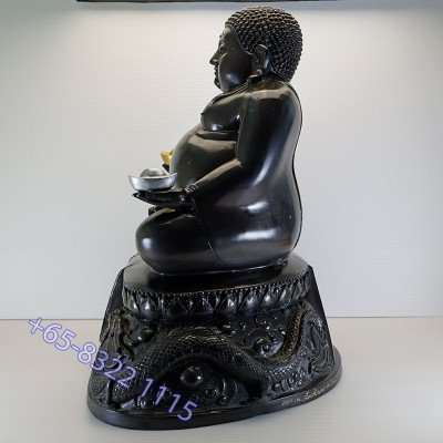 编号：115龙婆同，贴金善咖财9寸腿铜像，佛历2562，高35cm