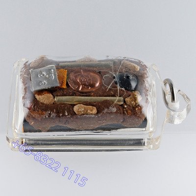 LP Hong 2556 Phra Somdej, Silver Takrut, Hairs, Ruby, Wood 3.8cm