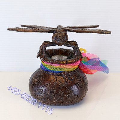 第一批 龙莆 Chak 招财 蜻蜓 & 钱袋 金身 三宝铜 9cm 编号:314