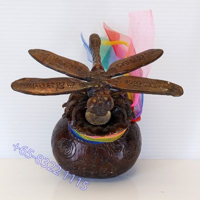 1st Batch LP Chak Wealth Dragonfly & Money Bag Statue Samlit 9cm S/n:314