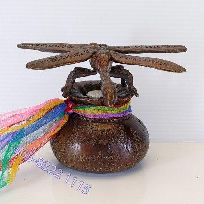 1st Batch LP Chak Wealth Dragonfly & Money Bag Statue Samlit 9cm S/n:314