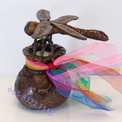 1st Batch LP Chak Wealth Dragonfly & Money Bag Statue Samlit 9cm S/n:314
