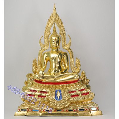 S/n:850 Phra Buddha ChinNaRat 5 Inches Lap Statue, Wat Yai 2568 Gold Leaf Pasted