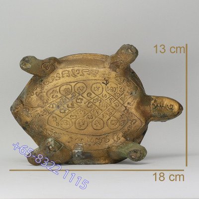 龙莆 刘 87 岁 佛历2532 招财y 龟 金身 16cm Wat RaiTangThong