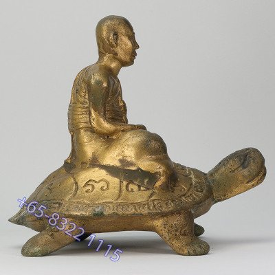 龙莆 刘 87 岁 佛历2532 招财y 龟 金身 16cm Wat RaiTangThong