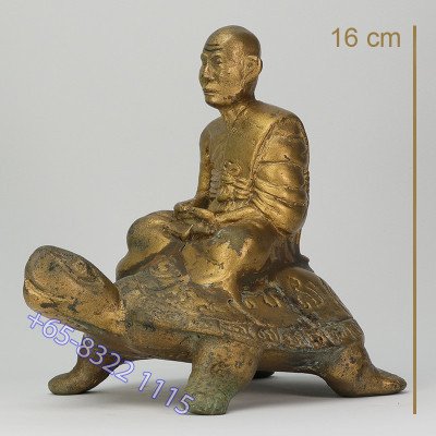 龙莆 刘 87 岁 佛历2532 招财y 龟 金身 16cm Wat RaiTangThong