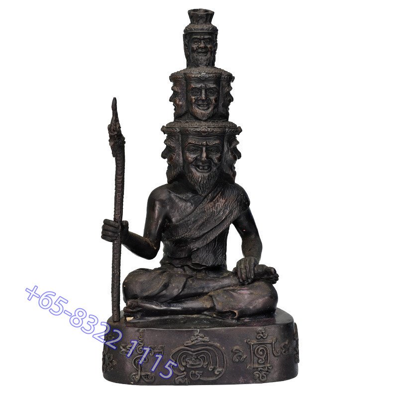 1st Batch LP ThongDam 9 Face Phra Lersi Statue 30cm B.E.2553, S/n:248 Made 399pcs